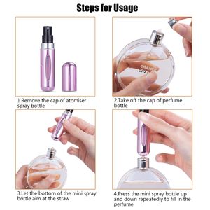 5ml Parfümzerstäuber [4 Stück] Nachfüllbare Parfüm Flaschen Portable Zerstäuber Mini Portable Sprühflasche Taschenzerstäuber