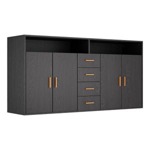 HOMAVO Sideboard mit 4 Schubladen, 2 Türen & offenen Fächern –Kommoden - B/H/T:160x81x40 cm