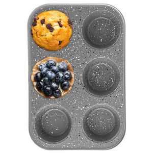 Orion Granitform Backform Muffinform Muffinblech Muffinförmchen zum Backen von großen Muffins Cupcakes 6 Stück GRANDE 32x22 cm
