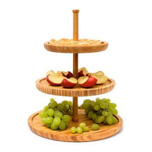 relaxdays Etagere Bambus mit 3 Schalen