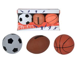 Simba Bälle Set, 3 Stück Fußball, Basketball, Football in 9-10cm