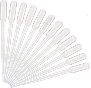 Balenie 100 pipiet, 3 ml, plastové kvapkadlá, jednorazové pipety so stupnicou na laboratórne experimenty, pomôcky na kreslenie