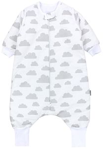 TupTam Baby Schlafsack mit Beinen und Ärmeln  e Materialien, Winterschlafsack 2,5 TOG Unisex, Farbe: Wolken Grau, Größe: 80-86