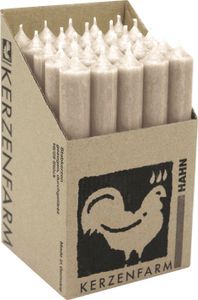 Stabkerzen aus Paraffin, 180/22 mm, Taupe, KERZENFARM HAHN, Brenndauer ca. 8h, 25 Stück pro Verpackung Stabkerzen aus Paraffin, 180/22 mm, Taupe, KERZENFARM HAHN, Brenndauer ca. 8h, 25 Stück pro Verpackung
