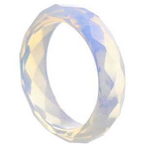 Faccetierter Ring aus Opalit (synth. Mondstein) Damenring Steinring Opalitring Mondsteinring schlicht