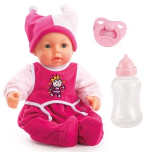 Bayer Design 94682AA Funktionspuppe Hello Baby, spricht, bewegt den Mund, interaktiv, mit Flasche, Schnuller, rosa 46 cm