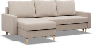 BLANK - Links Ecksofa mit Schlaffunktion, Wendekissen, Bettkasten, Beige BLANK - Links Ecksofa mit Schlaffunktion, Wendekissen, Bettkasten, Beige