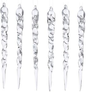 24 Eiszapfen Zapfen Aufhänger 12cm transparent Weihnachtsschmuck Winter