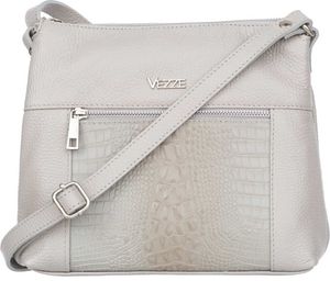 Selvaggia Handtasche aus Leder - 2 Hauptfäche - Reißverschlusstaschen - verstellbare Schulterrieme - Hellgrau