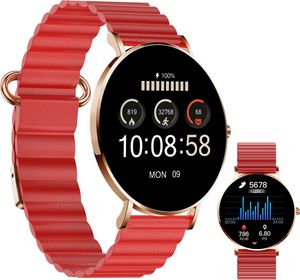 XCOAST SIONA 2 Wave Rot Damen Smartwatch - AMOLED, Wasserdicht, Puls, Blutdruck, Blutsauerstoff,  7 Tage Akku, iOS & Android