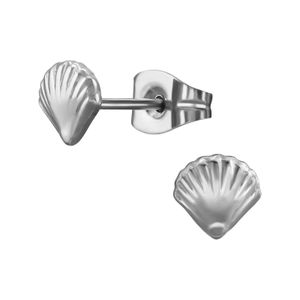 Ohrringe Ohrstecker 316L Chirurgenstahl mit Muschel in verschiedenen Farben Farbe - Silber