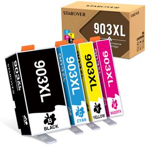 STAROVER 903XL Multipack-Druckerpatronen Kompatibel für HP 903 Tintenpatronen Officejet Pro 6950 6960 6970 All-in-One-Drucker (4er-pack)