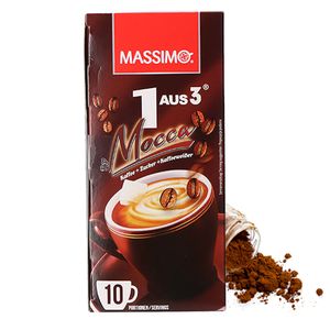 Massimo 1 aus 3 Mocca Instant Kaffee, 16 Schachtel x 10 Sticks á 18g, Löslicher Kaffee, Getränkepulver mit löslichem Bohnenkaffee, Zucker und Kaffeeweißer