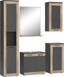 Vicco Badmöbel-Set Niko, Komplettset, Anthrazit/Viking Oak