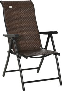 Outsunny Polyratanové zahradní křeslo s nastavitelným opěradlem Skládací židle Brown