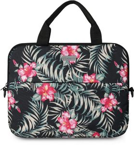 Zagatto Laptop-Tasche 15, Zoll mit Blättern und Blumen Motiv "Nairobi" ZG675 laptoptasche Notebooktasche Aktentasche Schultasche Schwarz mit Blumen