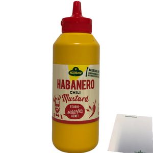 Kühne Senf Habanero Chili Mustard feurig scharfer Senf (250ml Squeeze Flasche) + usy Block