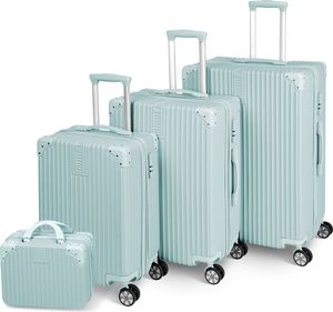 Mulisoft Gepäcksets 4 Teilig Kofferset mit Beautycase ABS Koffer Trolleys Hartschalenkoffer Reisekoffer mit 4 Rollen, Kofferset-XL-L-M-Kosmetikkoffer, Grün Mulisoft Gepäcksets 4 Teilig Kofferset mit Beautycase ABS Koffer Trolleys Hartschalenkoffer Reisekoffer mit 4 Rollen, Kofferset-XL-L-M-Kosmetikkoffer, Grün