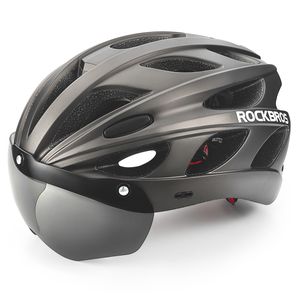 ROCKBROS Fahrradhelm Helm mit Abnehmbaren Magnet Brillen Visier Damen Herren Titan großer 58-65CM