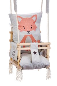 Love Gifts® Babyschaukel aus Holz hochwertig und geeignet als Indoor Schaukel, montierbar an der Decke sowie im Türrahmen, Fuchs, Made in EU