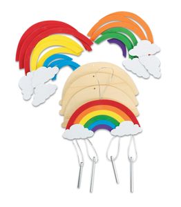 COLORATIONS, Bastelset, Windspiel, Regenbogen, 12 Stück, Kinder, Bastelset, Holz