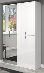 Garderobe ProjektX in weiß Hochglanz Garderoben- und Schuhschrank mit Spiegeltür 122 x 193 cm
