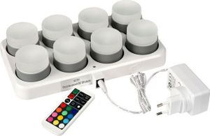 DUNI LED Mini Lamp, wiederaufladbar, 8er Set 48 x Ø 50 mm 13 Std. Weiß