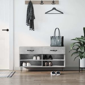 vidaXL Ławka na buty betonowa szara 102x35x55 cm materiał drewnopochodny - Ławka na buty - Ławka na buty - Ławka z miejscem do przechowywania - Stojak na buty
