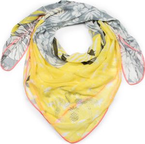 styleBREAKER Damen XXL Dreieckstuch mit Flamingo, Blumen, Palmen und Papageien Aufdruck und Strass Applikation, Schal, Tuch 01016179