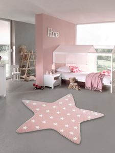 Kinderzimmer Teppich Stern Spielteppich in Rosa Größe - 120 cm Rund