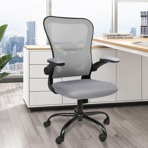Bürostuhl,Schreibtischstuhl mit verstellbaren Armlehnen Drehstuhl Chefsessel Netz Stuhl Grau