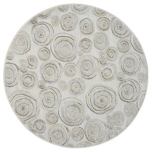 Dywan MY-RUG, Bella, 120x120, dywan z krótkim włosiem, kremowo-biały, miękki, przytulny, z pięknym wzorem, tkany na płasko, okrągły