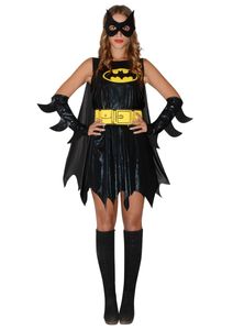 Damen Kostüm Batgirl Batman Kleid schwarz Karneval Fasching Gr. S