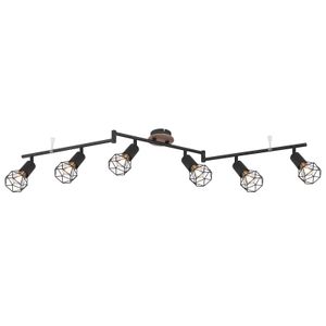 Globo Lighting Strahler Metall schwarz, Holz braun, Metall schwarz, beweglich, LxBxH: 1160x100x245mm, exkl. 6x E14 40W 230V