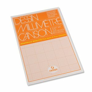 CANSON Millimeterpapier Block DIN A3 90 g/qm 50 Blatt Lineatur: rot
