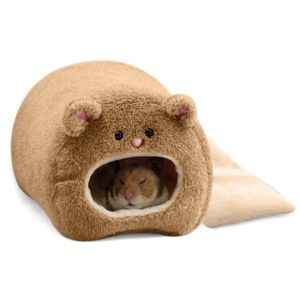 Ratten Hamster Winter Warm Fleece Hängenden Käfig Hängematte Cute Bear House mit Bett Matte für kleine pelzige Tierebraun