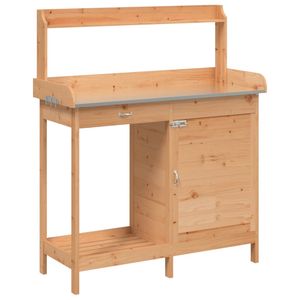 vidaXL Sázecí stolek se skříňkou hnědý 110,5x45x124,5cm masivní jedlové dřevo