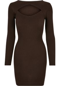 Urban Classics - dámske nohavice CUT OUT Rippenmuster Kleid BROWN-M