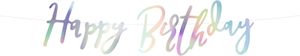 Happy Birthday Schriftzug Girlande 16x62cm silber irisierend