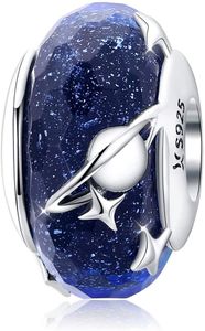 Glas-Perlen für Damen, 925 Sterlingsilber, Galaxie-Stern-Anhänger, kompatibel mit Pandora-Armband und Halsketten