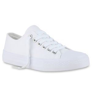 VAN HILL Damen Sneaker Low Schnürer Bequeme Stoff Freizeit Schuhe 902295, Farbe: Weiß, Größe: 40