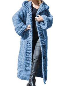 Damen Wollmäntel Langarm Pullover Arbeit Winter warmer Jumper Tops lässige, Blau,EU 4xl