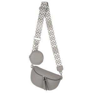 Bauchtasche  Umhängetasche Crossbody-Bag Hüfttasche Kunstleder Italy-Design GRAY