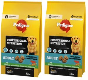 Pedigree Professional Nutrition Adult Rind & Gemüse 12 kg Trockenfutter für ausgewachsene Hunde 2-er pack