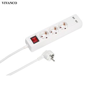 VIVanco™Steckdosenleiste 3fach mit 2x USB Buchse, Zuleitung 1,4m steckdosenleisten