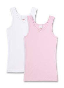 s.Oliver Mädchen Unterhemd 2er Pack - Shirt ohne Arme, Hemd, Feinripp, Cotton Stretch Rosa/Weiß 104