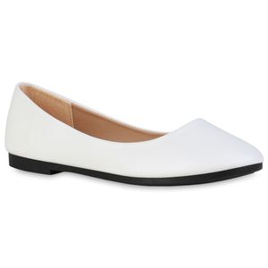 VAN HILL Damen Klassische Ballerinas Slippers Kunstleder Schuhe 838318, Farbe: Weiß, Größe: 39
