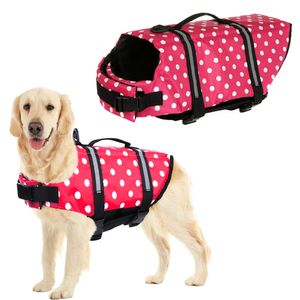 Hunde-Schwimmweste, verstellbare Hunde-Schwimmweste, Haustier-Rettungsweste mit hohem Auftrieb, Hunde-Lebensretter, Pink, L