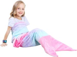 Kinder-Meerjungfrau-Decke, für kleine Mädchen, Flanell-Fleece-Meerjungfrau-Schlafsack, ein Geschenk für Mädchen, 150 cm x 50 cm