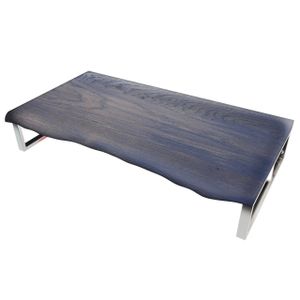 Badezimmer Waschtischplatte Massivholz mit Baumkante Beton/Grau geölt 100x50cm